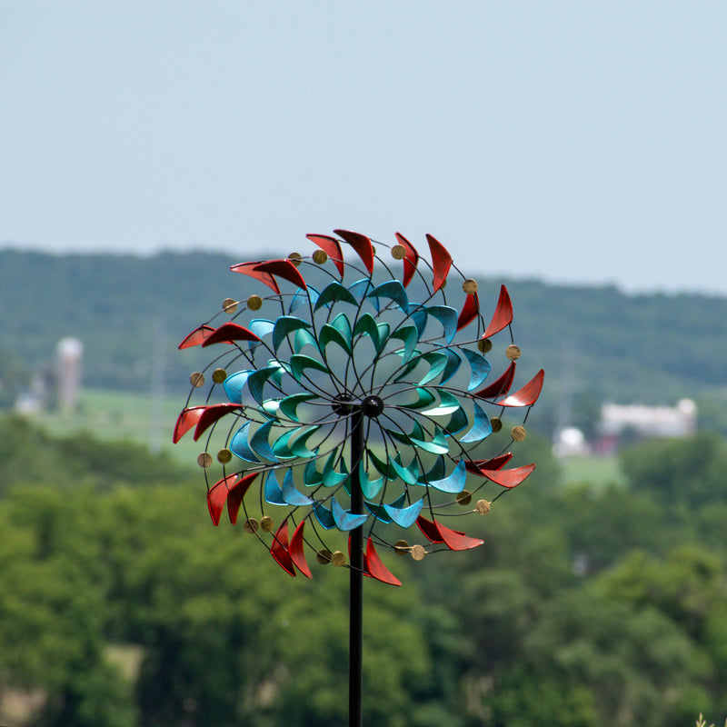 Sunnydaze Rainbow Breezes Metal Garden Wind Spinner - 84" H