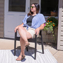 Sunnydaze Segonia All-Weather Plastic Stackable Dining Armchair - Black