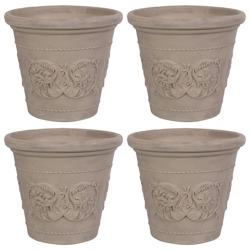 Sunnydaze Arabella Outdoor Flower Pot Planter - Beige - 20-Inch - 4-Pack