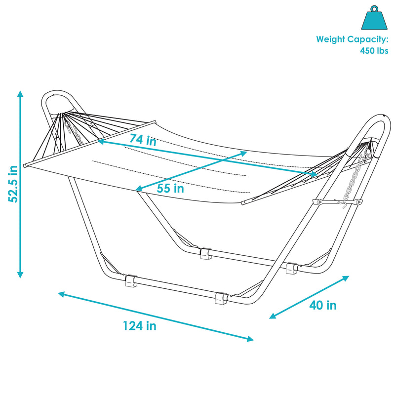 Sunnydaze Quilted 2-Person Hammock with Multi-Use Universal Stand