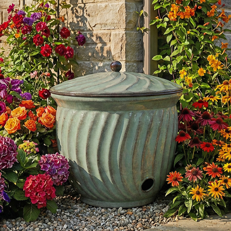 garden hose pot planter Sunnydaze Decorative Metal Garden Hose Holder