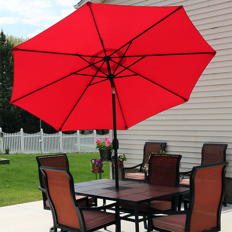 Sunnydaze Aluminum 9' Patio Umbrella with Tilt and Crank