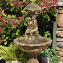Sunnydaze Lovers Umbrella Solar-Powered Fountain with Battery Backup and Lights - 43"