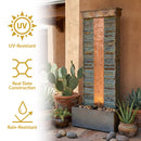 Sunnydaze Rippled Slate Water Fountain with LED Lights - 48"