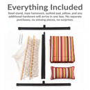 Sunnydaze Rope Hammock with 12' Steel Stand, Pad, and Pillow