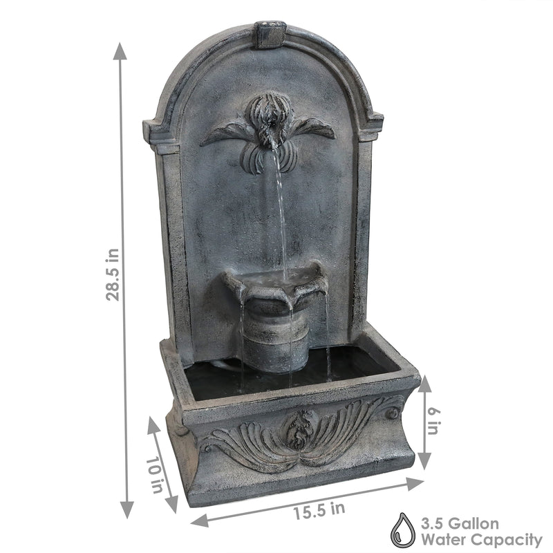 Sunnydaze French-Inspired Indoor/Outdoor Wall-Mounted Fountain - 28"