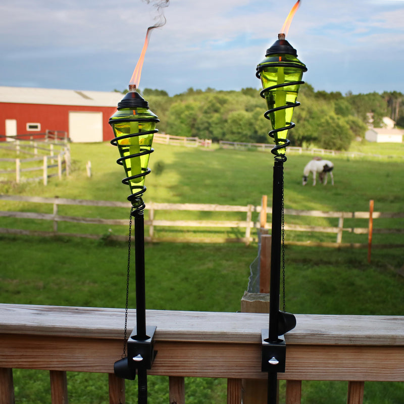 Sunnydaze Adjustable Height Metal Swirl Glass Outdoor Lawn Patio Torch