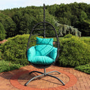 Sunnydaze Penelope Hanging Egg Chair with Seat Cushions and Stand