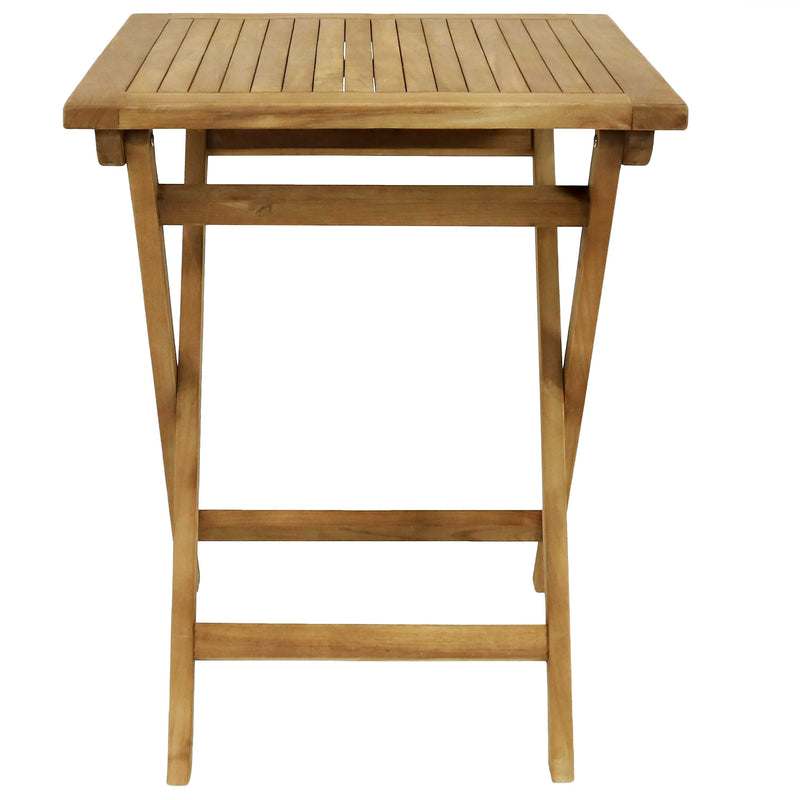 Sunnydaze Small Wooden Folding Table - Casual Square Teak - 24"