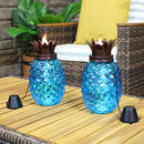 Blue pineapple torch with bronze top and wick