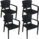 Sunnydaze Segonia Plastic Stackable Arm Chair - Indoor or Outdoor