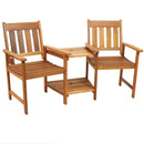 Sunnydaze Meranti Wood Jack-and-Jill Chairs with Attached Table - 65-Inch