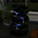 Sunnydaze Stacked Rock Waterfall Fountain with LED Lights - 10"