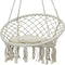 Sunnydaze Macrame Hanging Hammock Chair with Tassels and Cushion - Indoor/Outdoor Use