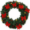 Sunnydaze Unlit Christmas Wreath with Red Holiday Bows - 24 Inches