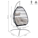 Sunnydaze Oliver Resin Wicker Egg Chair and Stand - Gray Cushions