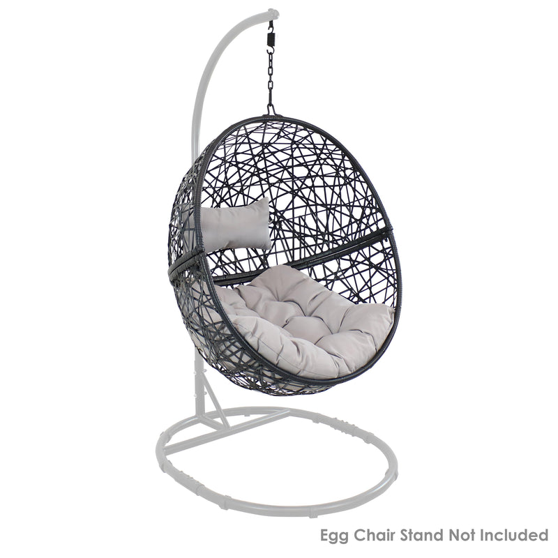 Sunnydaze Jackson Outdoor Hanging Wicker Egg Chair