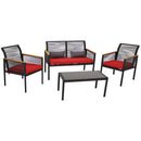 Sunnydaze Coachford 4-Piece Black Resin Rattan Outdoor Patio Furniture Set