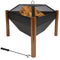 Sunnydaze Steel Outdoor Triangle Fire Pit and Side Table - 31 Inch