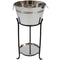Sunnydaze Ice Bucket Drink Cooler with Stand & Tray for Parties - Stainless Steel
