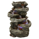 Sunnydaze 6-Tier Stone Falls Indoor Tabletop Fountain with LED Light - 15-Inch