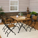 Sunnydaze Essential European Chestnut Wood 5-Piece Folding Table and Chairs Set