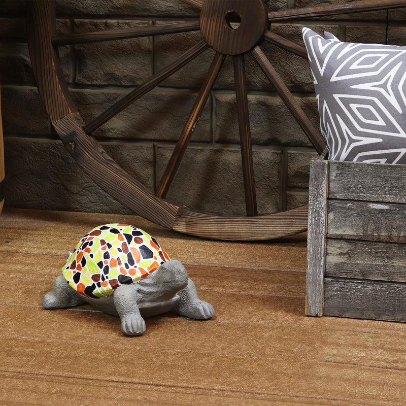 Sunnydaze Mildred the Hand-Painted Mosaic Turtle Statue - 10"