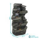 top of stacked shale outdoor water fountain with LED lights