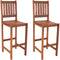 Sunnydaze Meranti Wood Outdoor Bar Height Chairs with Teak Oil Finish - Set of 2