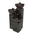 Sunnydaze 3-Tier Burning Bowls Outdoor Fire and Water Fountain, 34-Inch