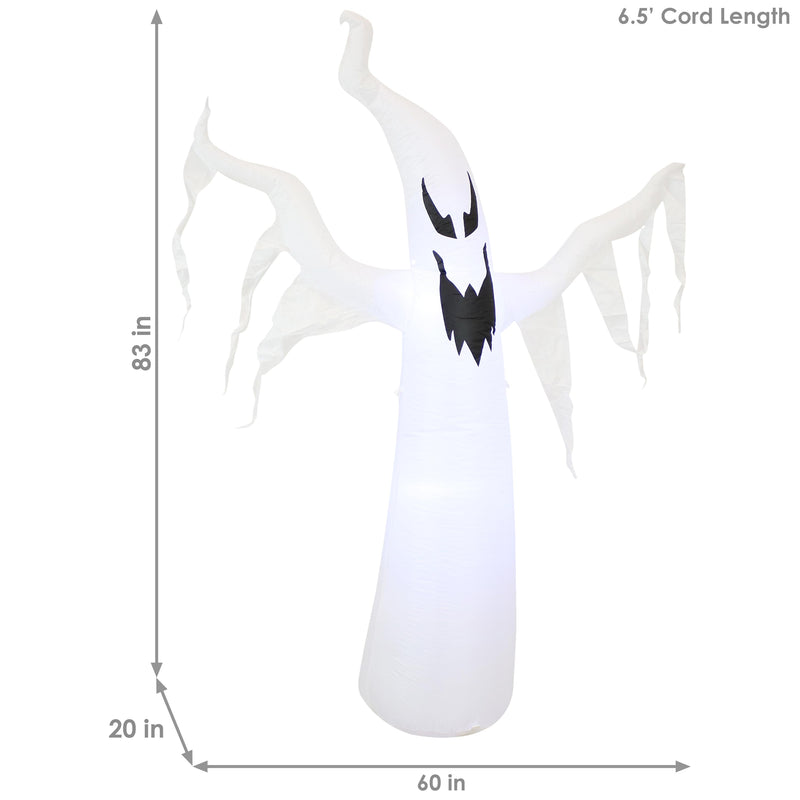Sunnydaze Diabolical Ghost Inflatable Halloween Decoration - 7'