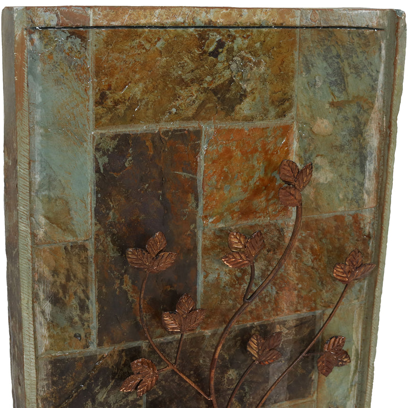 Sunnydaze Slate Fountain with Climbing Vines and Halogen Light - 32"