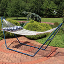 Sunnydaze 2-Person Rope Hammock with Matte Blue Steel Stand