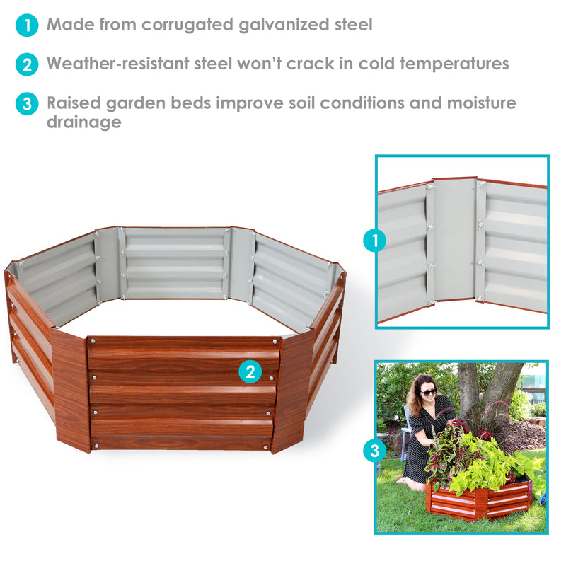 Sunnydaze Galvanized Steel Raised Garden Bed - Hexagon - 40.5"