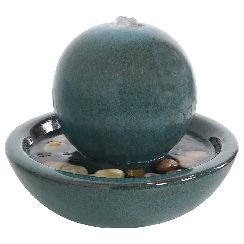 Sunnydaze Indoor Ceramic Tabletop Water Fountain with Orb - 7-Inch