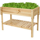 Sunnydaze Raised Wood Garden Bed Planter Box with Shelf - Choose Color