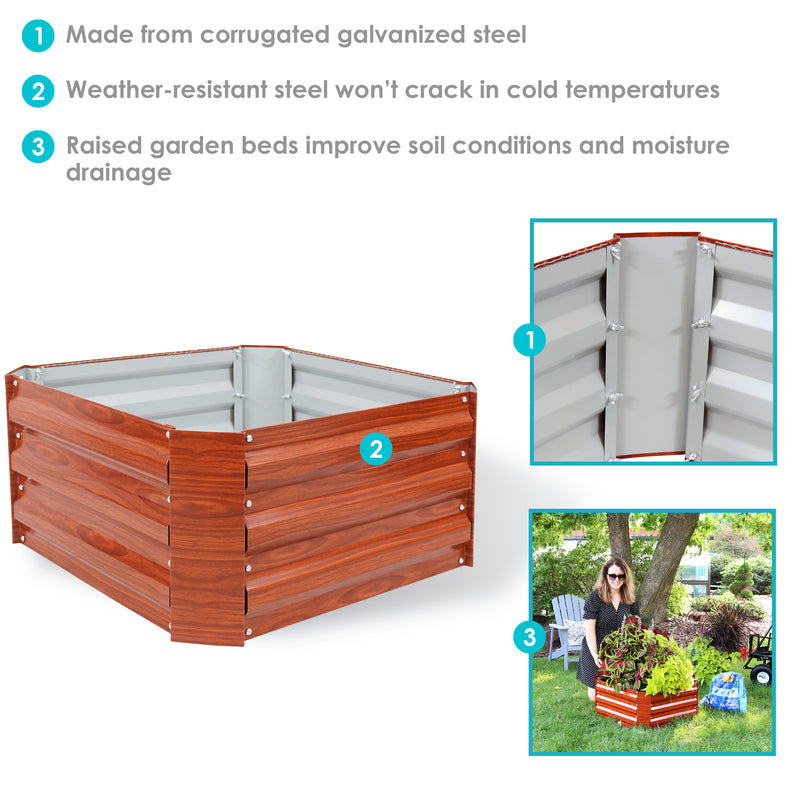 Sunnydaze Galvanized Steel Raised Garden Bed - Square - 24"