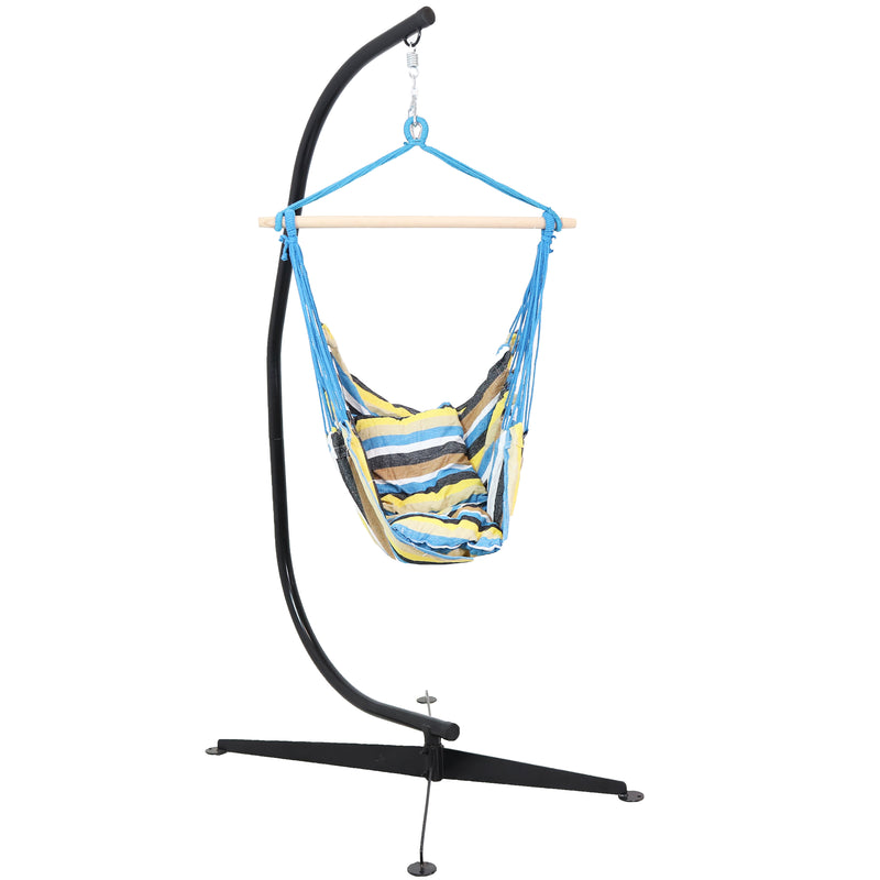 Sunnydaze Hanging Hammock Chair Swing & C-Stand Set - Outdoor Use - Max Weight: 265 pounds