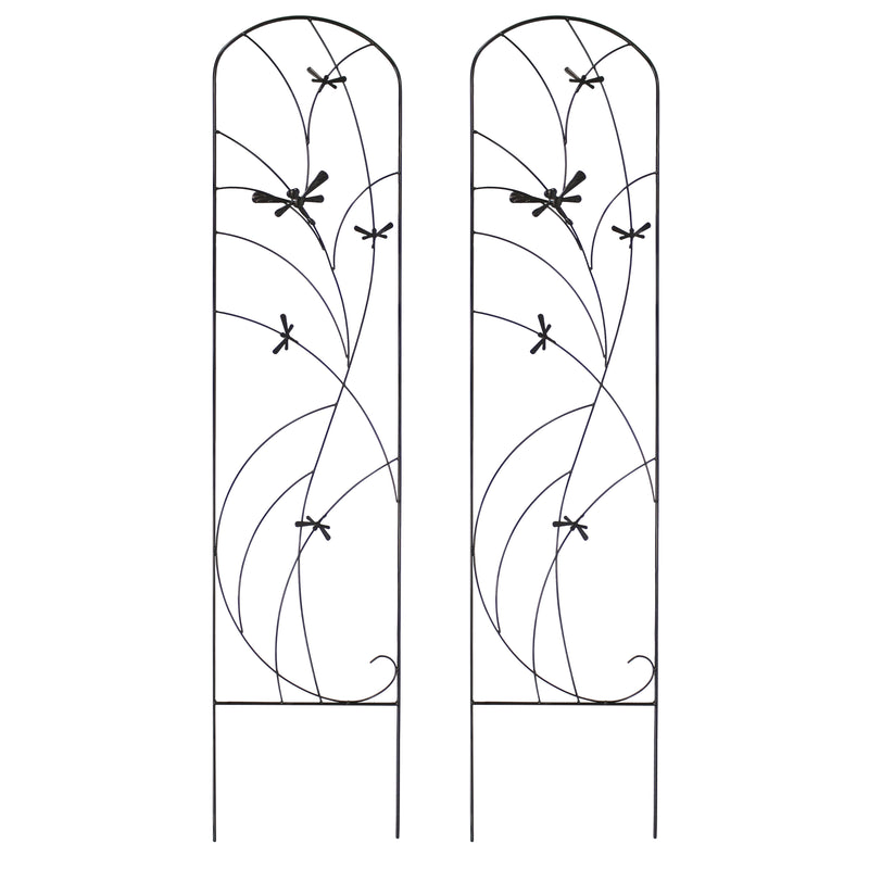 Sunnydaze Dragonfly Delight Metal Garden Trellis for Climbing Plants - 55-Inch - Set of 2