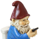Sunnydaze Cody the Garden Gnome Reading Phone on the Throne - 9.5"