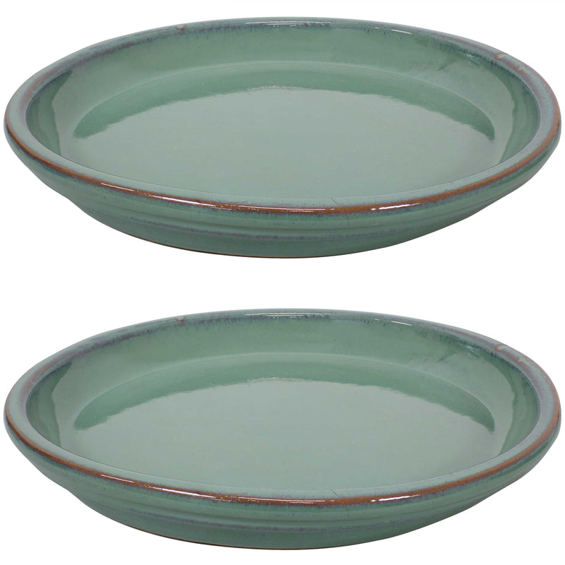 Sunnydaze Set of 2 Glazed Ceramic  Planter Saucer