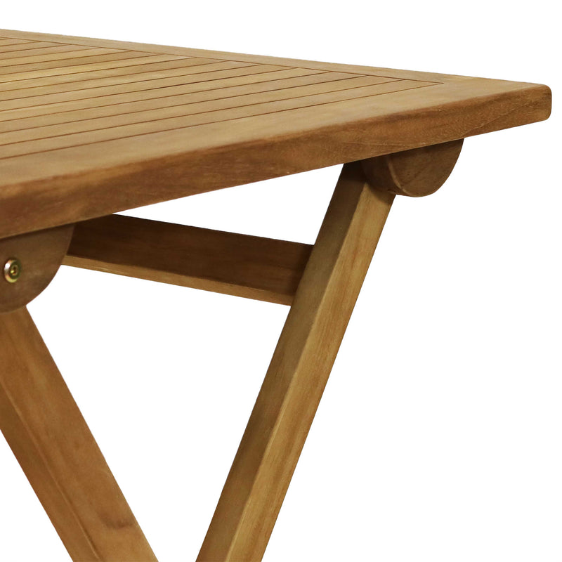 Sunnydaze Small Wooden Folding Table - Casual Square Teak - 24"