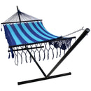 Sunnydaze Deluxe American Style Mayan 2-Person Hammock with Spreader Bars & 15-Foot Hammock Stand