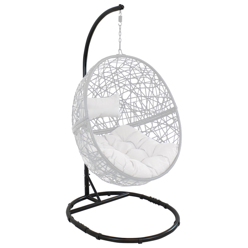 Sunnydaze Egg Chair Stand with Round Base - Black Powder-Coated Steel - 76-Inch