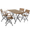 Sunnydaze Essential European Chestnut Wood 5-Piece Folding Table and Chairs Set