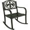 Sunnydaze Cast Iron and Steel Patio Rocking Chair with Fleur-de-Lis