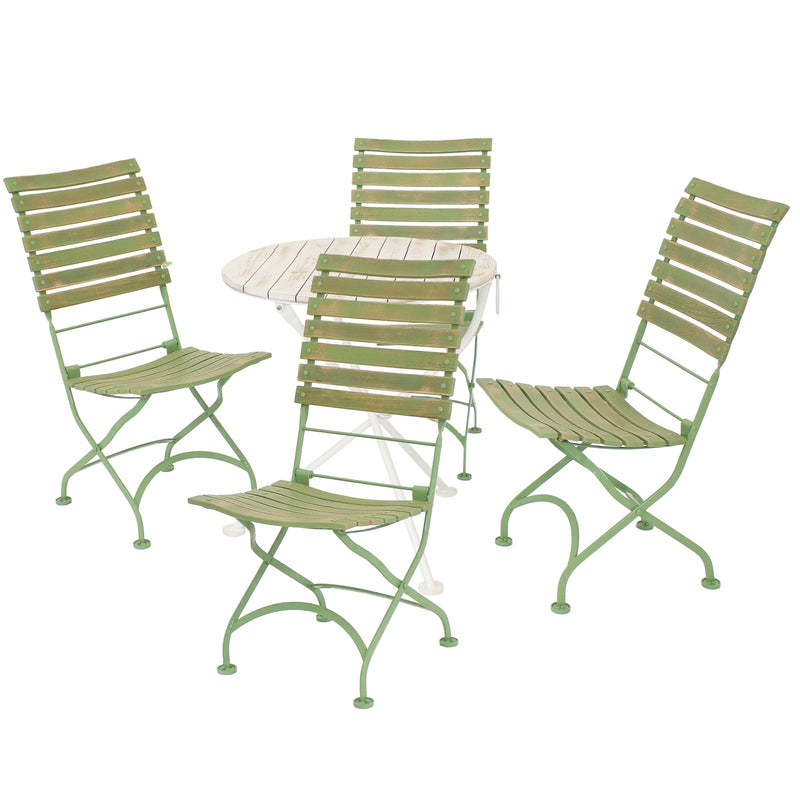 Sunnydaze Cafe Couleur 5pc Shabby Chic Wood Folding Table and Chair Set