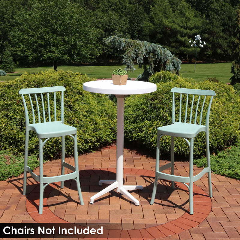 Sunnydaze Indoor/Outdoor All-Weather Round Foldable Bar Table - White