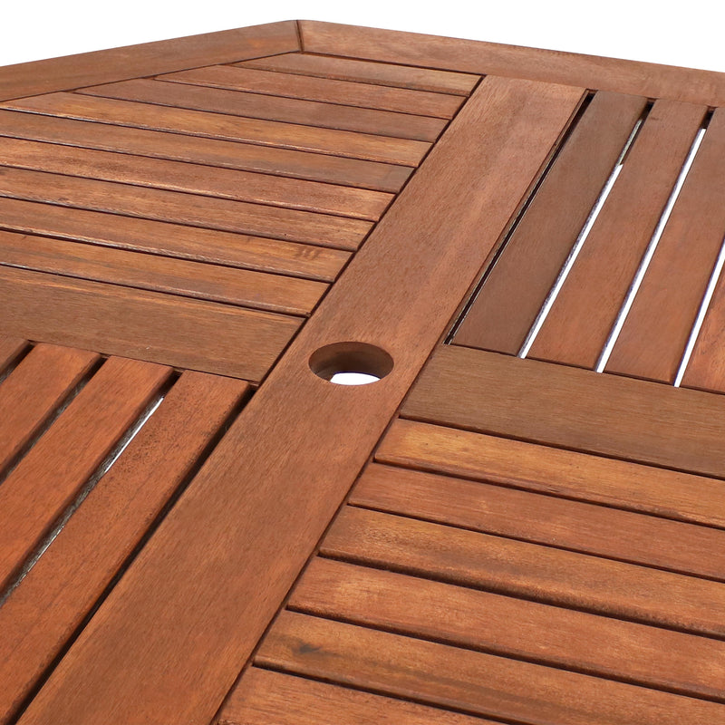 Sunnydaze Meranti Wood Folding Octagon 35.5" Outdoor Table