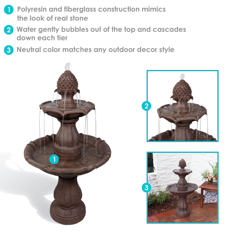 Sunnydaze 2-Tier Curved Plinth Outdoor Water Fountain - 38"